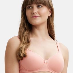 Jockey Wirefree Padded Cotton Full Coverage Tshirt Bra with Broad Fabric Straps-FE35-48