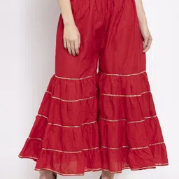 Clora Creation Women Cotton Flared Palazzos-image-3