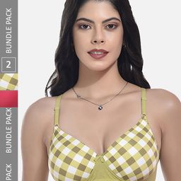StyFun Pack Of 2 Printed Full Coverage Lightly Padded T-shirt Bra With All Day Comfort-46