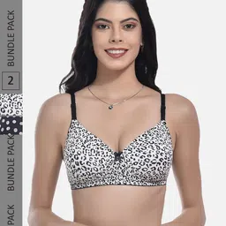 StyFun Pack Of 2 Printed Full Coverage Lightly Padded All Day Comfort Bra-10
