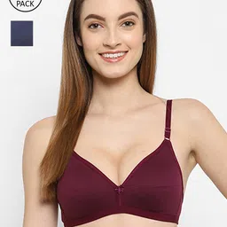 Floret Burgundy & Navy Blue Set Of 2 Non Wired Lightly Padded Bra-26