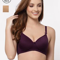 Floret Burgundy & Nude-Coloured Bra Lightly Padded-picture-16