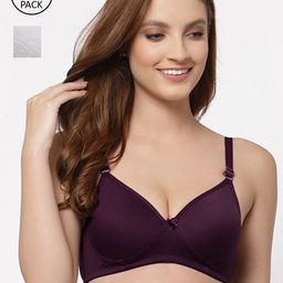 Floret Burgundy & Grey Pack of 2 Lightly Padded Bra-picture-20