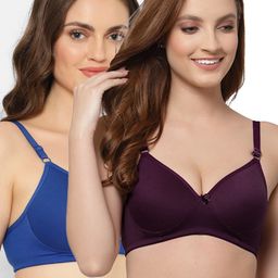 Floret Burgundy & Blue Bra Lightly Padded-20