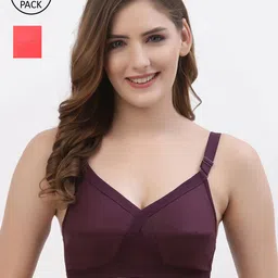 Floret Women Burgundy & Red Pack Of 2 Bra-image-83