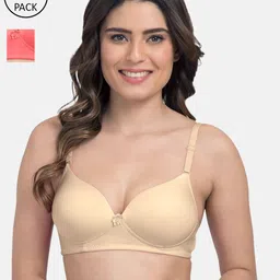 Tweens Pack Of 2 Beige & Pink T-shirt Bra Heavily Padded TW-91570-SK-2PC-CRL-image-51