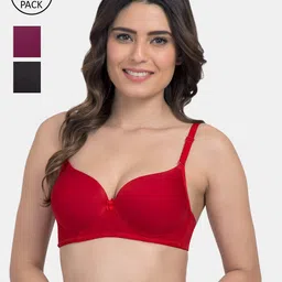 Tweens Woman Pack of 3 Red Magenta&Black Heavily Padded T-shirt Bra-TW-91570-3PC-RD-MG-BLK-25