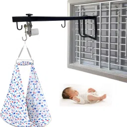 Automatic Baby Cradle for New Born Baby with Metal Window Cradle HangerandCloth.-18
