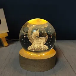 3D Unicorn Crystal Ball Night Light,2.4 inch Glass Ball with Led Wood Base Lamp Night Lamp-12