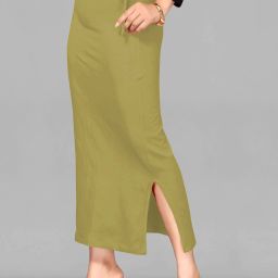 Spangel Fashion Khakhi SideCut Peticot Lycra Blend Petticoat-image-3