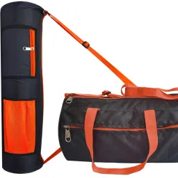 Trendy Black Orange Yoga Mat Bag with Black Orange Duffel/Gym Bag for Men&Women-image-33