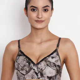 ABELINO Grey & Black Printed Non-Wired Lightly Padded T-shirt Bra ARCHIESGREY01-picture-5