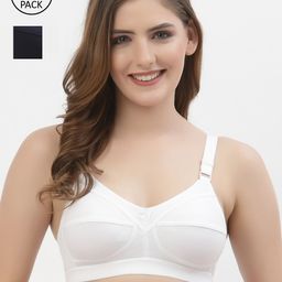 Floret White & Navy Blue Pack Of 2 Non Padded Bra-53