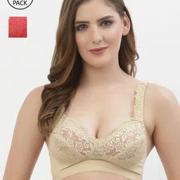 Floret Pack Of 2 Beige & Rose Floral Bra T3071_Skin-Tomato_30B-Skin-Tomato-image-49