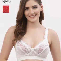 Floret Pack of 2 White & Red Floral Bralette Bra T3071_White-Tomato_30B-White-Tomato-image-58