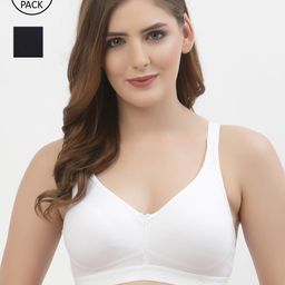 Floret Women White & Navy Blue Bra-image-68