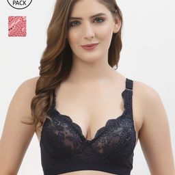 Floret Navy Blue & Rose Pack Of 2 Floral Bra-image-54