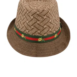 JENNA Boys Brown Self Design Fedora Hat-picture-10