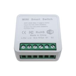 Mini 16A Smart Wireless WIFI Switch 2.4GHz, 16A, AC100-240V, Remote Control Module (Compatible with Alexa, Google home and Smart life app, White,) retrofit smart switch. image 1