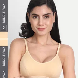 Aimly Pack Of 2 Non-Padded Non-Wired Seamless Cotton Workout Bra With All Day Comfort-image-99