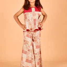misbis Girls Ethnic Motifs Printed Empire Top With Sharara-image-19