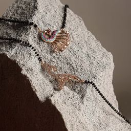 Jazz and Sizzle Set Of 2 Gold-Plated Pink & White AD-Studded & Beaded Mangalsutra Set-image-30