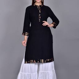 BAESD Ethnic Motifs Yoke Design Mandarin Collar Straight Kurta With Sharara-17