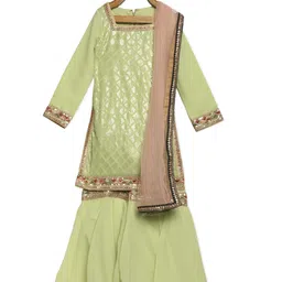 Ethnovog Girls Green Regular Kurti with ShararaDupatta-image-54