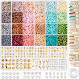 DIY Jewelry Making Kit With 24 Color Seed Letter Spacer Beads Set-image-27