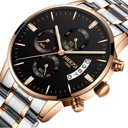 Nibosi Men Black Embellished Dial & Silver Toned Analogue Chronograph Watch NB-2309 image 3