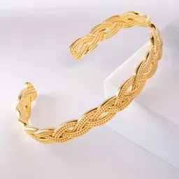 SWASHAA 18K Gold-Plated Textured Cuff Bracelet-20