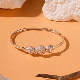 Zaveri Pearls Rose Gold-Plated Cubic Zirconia Studded Kada Bracelet-8