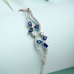 ZENEME Women Brass American Diamond Rhodium-Plated Charm Bracelet-40
