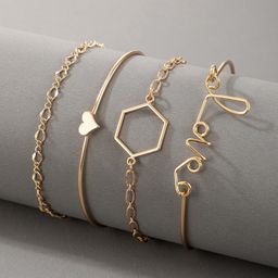 Jewels Galaxy Women Pack Of 4 Gold-Plated Charm Bracelet-9