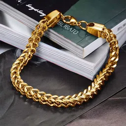 Yellow Chimes Men Stainless Steel Gold-Plated Link Bracelet-image-7