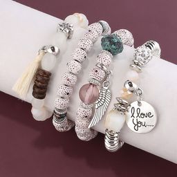 Shining Diva Fashion Set Of 4 Silver-Plated Charm Bracelet-68