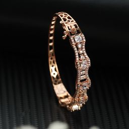Jazz and Sizzle Women Brass American Diamond Handcrafted Rose Gold-Plated Bracelet-image-22