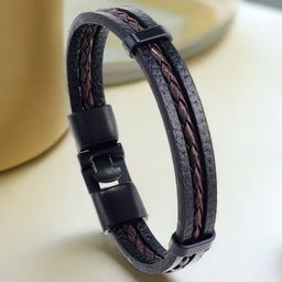 MYKI Men Leather Wraparound Bracelet-image-91
