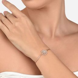 AMI Women Rose Gold-Plated Brass Cubic Zirconia Wraparound Bracelet-82