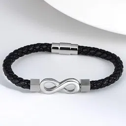 KRYSTALZ Unisex Leather Silver-Plated Charm Bracelet-picture-8