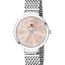 CRESTELLO Women Pink Brass Dial & Silver Toned Straps Analogue Watch CR-L121-PNK-CH-image-92