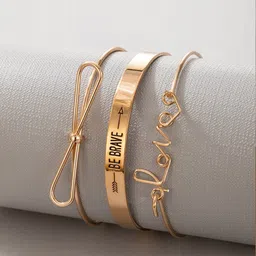 Jewels Galaxy Women Set of 3 Gold-Plated Cuff Bracelet-image-68