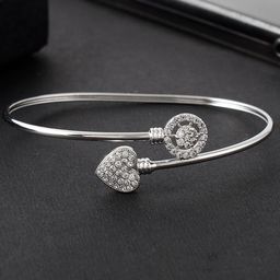 Voylla Rhodium-Plated Cubic Zirconia Cuff Bracelet-image-78