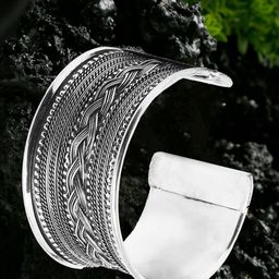 YouBella Women Silver-Plated Oxidised Cuff Bracelet-image-57
