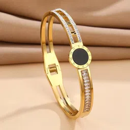 MYKI Women Gold-Plated Cubic Zirconia Kada Bracelet-image-47