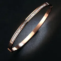 MYKI Rose Gold-Plated Cubic Zirconia-Studded Kada Bracelet image 1
