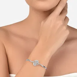 AMI Women Brass Cubic Zirconia Silver-Plated Kada Bracelet-picture-32