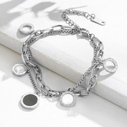 Jewels Galaxy Women Silver-Plated Link Bracelet-image-12