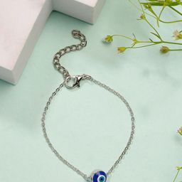NVR Women 2 Brass Handcrafted Silver-Plated Link Bracelet-42