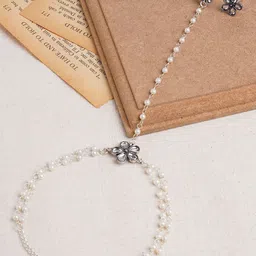 TEEJH Silver-Plated Stones Studded & Beads Beaded Ring Bracelet-29